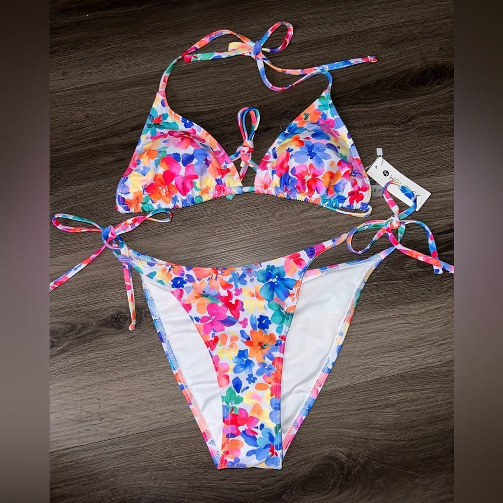 womens floral triangle bikini set size s
